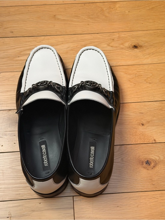 Roberto Cavalli Black and White Leather Loafers main image 5